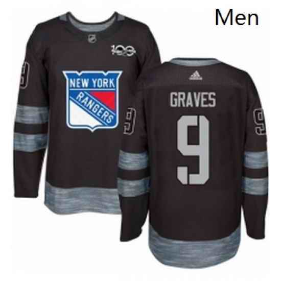 Mens Adidas New York Rangers 9 Adam Graves Authentic Black 1917 2017 100th Anniversary NHL Jersey